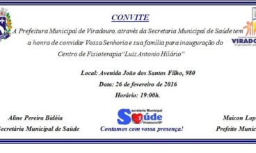 Hoje será inaugurado o novo centro de fisioterapia em Viradouro.