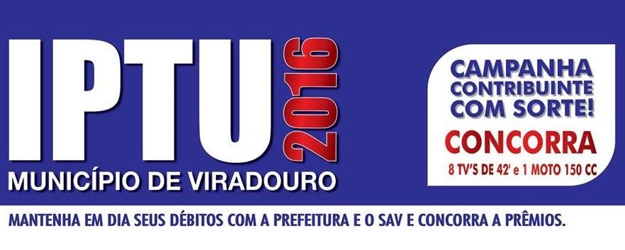 Prefeitura de Viradouro prorroga pagamento de cota única do IPTU