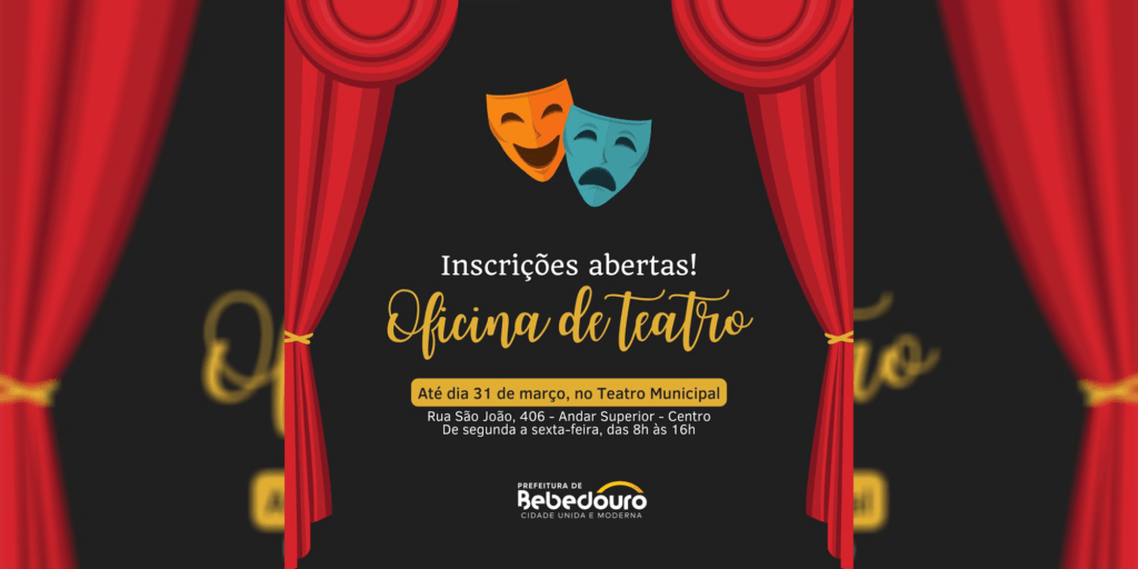 Departamento de Cultura abre inscrições para Oficina de Teatro