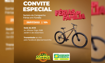 “Férias em Família” – ACIS realiza sorteio de 5 bicicletas nesta sexta-feira, dia 29