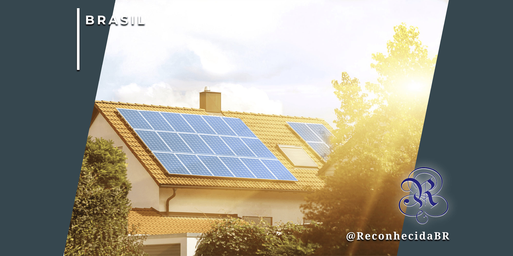 Casa residencial com painéis solares fotovoltaicos instalados no telhado sob a luz do sol, ilustrando o cenário da geração distribuída de energia no Brasil e a retração de 29% do mercado em 2025.