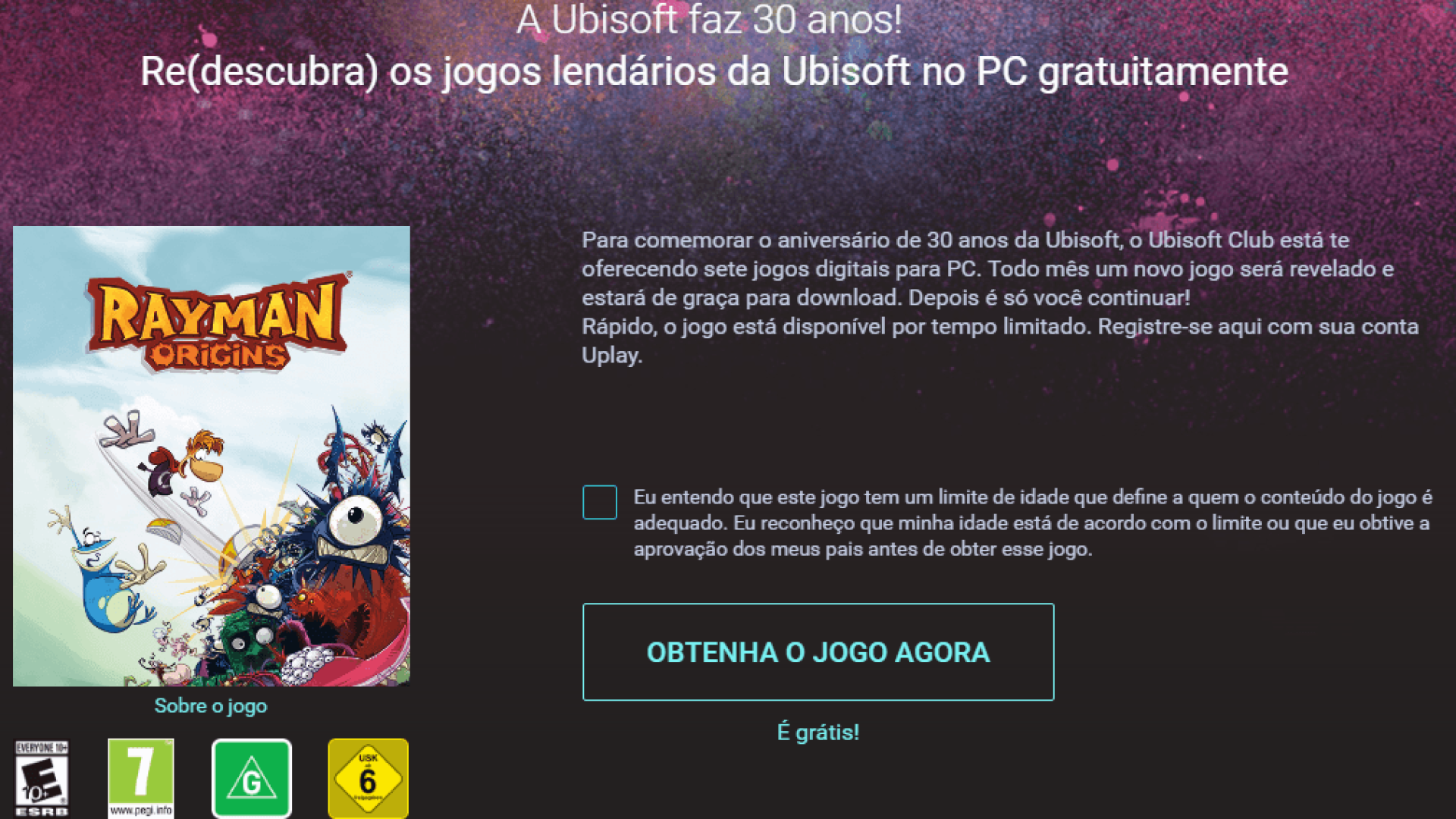 Rayman Origins está sendo distribuído gratuitamente